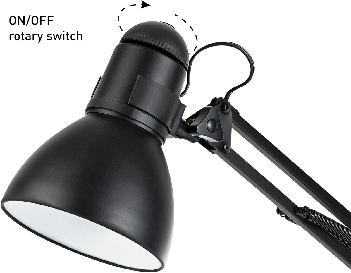 52024 28" Swing Arm Architect Desk Lamp, Matte White, Rotary Switch on Shade, Partially Adjustable Arm, Modern Lighting for Bedroom or Office, Timeless, Indoor Lights