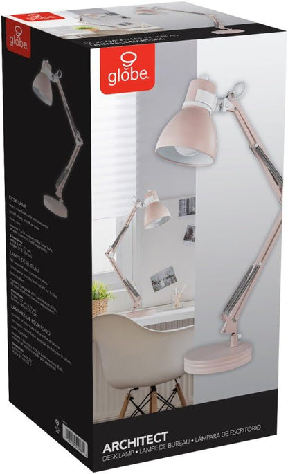 52024 28" Swing Arm Architect Desk Lamp, Matte White, Rotary Switch on Shade, Partially Adjustable Arm, Modern Lighting for Bedroom or Office, Timeless, Indoor Lights