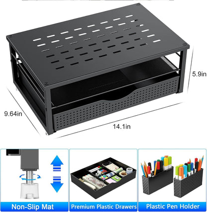 Monitor Stand with Drawer and 2 Pen Holders