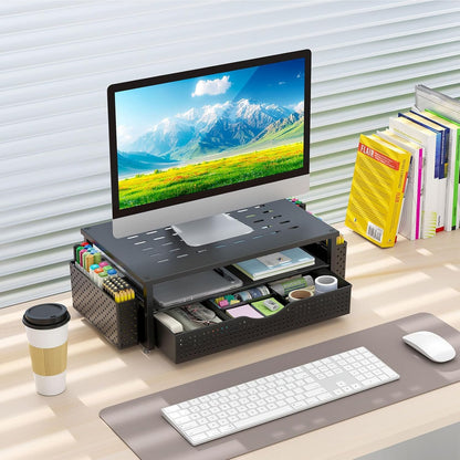 Monitor Stand with Drawer and 2 Pen Holders