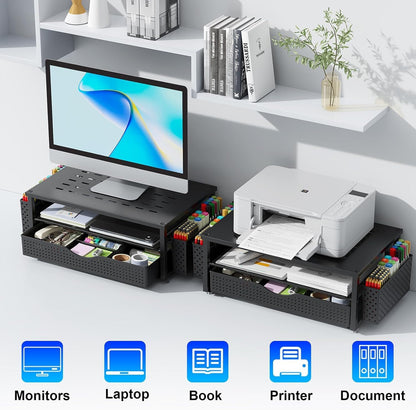 Monitor Stand with Drawer and 2 Pen Holders