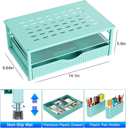 Monitor Stand with Drawer and 2 Pen Holders