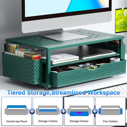 Monitor Stand with Drawer and 2 Pen Holders