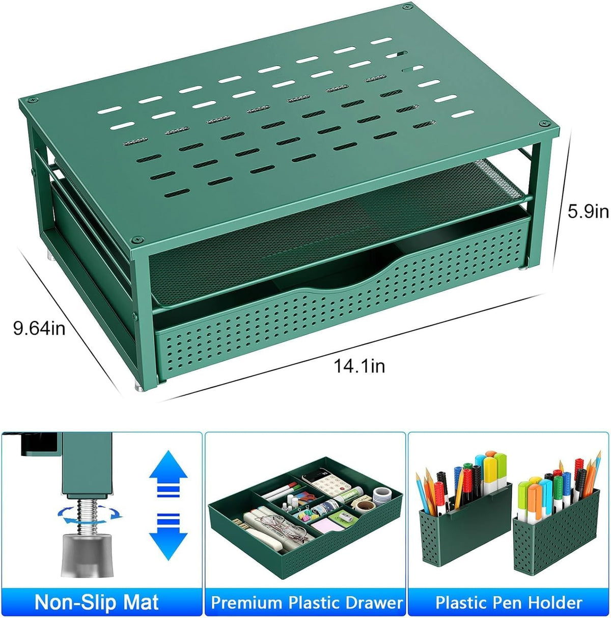 Monitor Stand with Drawer and 2 Pen Holders