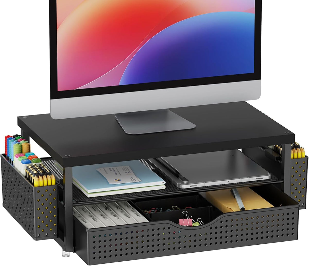 Monitor Stand with Drawer and 2 Pen Holders