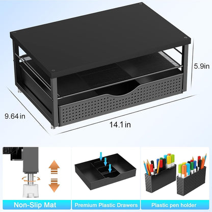 Monitor Stand with Drawer and 2 Pen Holders