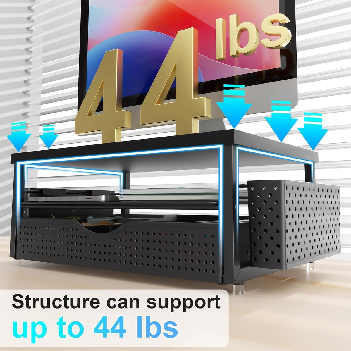 Monitor Stand with Drawer and 2 Pen Holders