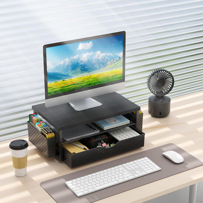 Monitor Stand with Drawer and 2 Pen Holders
