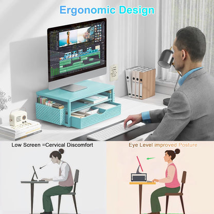 Monitor Stand with Drawer and 2 Pen Holders
