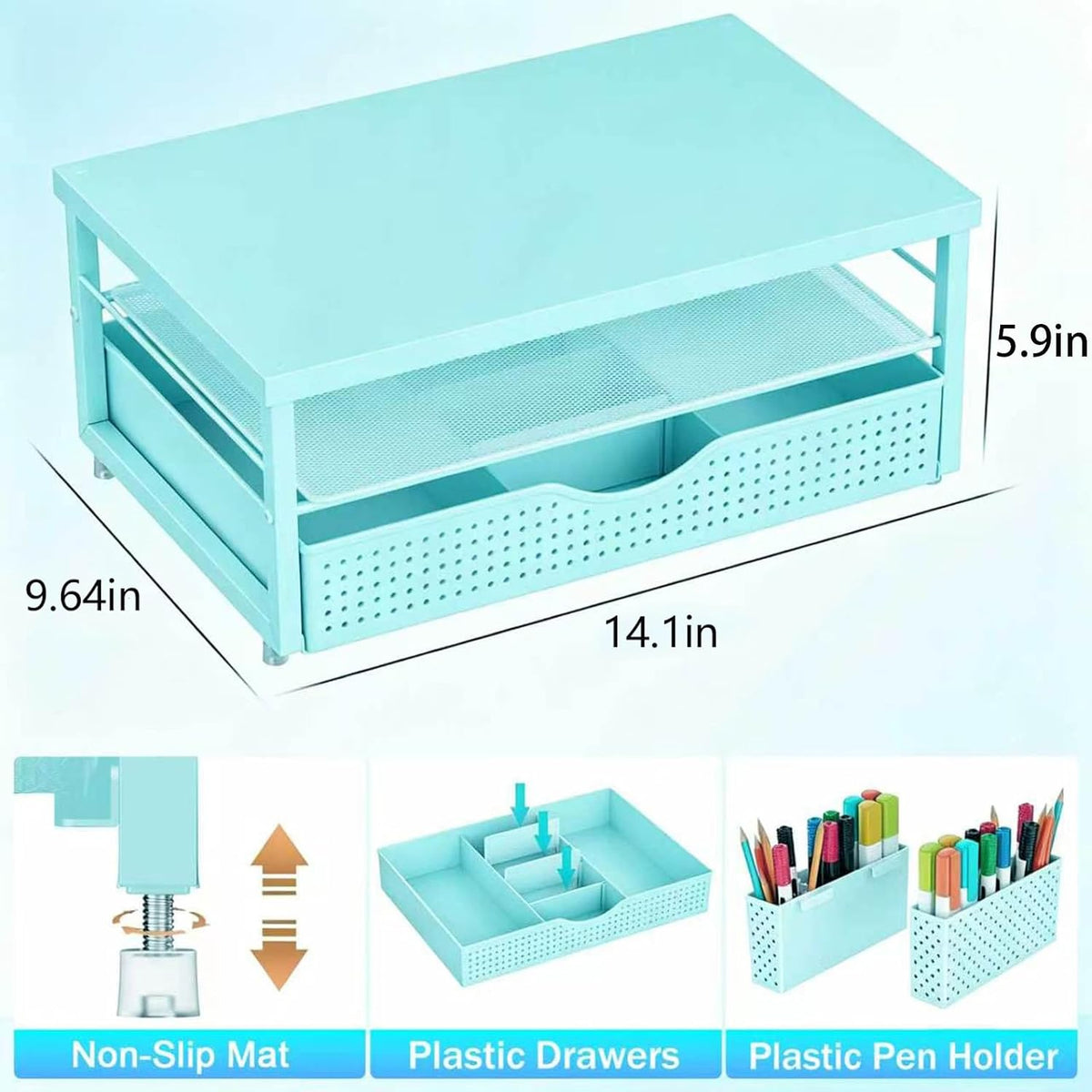 Monitor Stand with Drawer and 2 Pen Holders