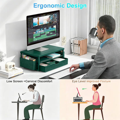 Monitor Stand with Drawer and 2 Pen Holders