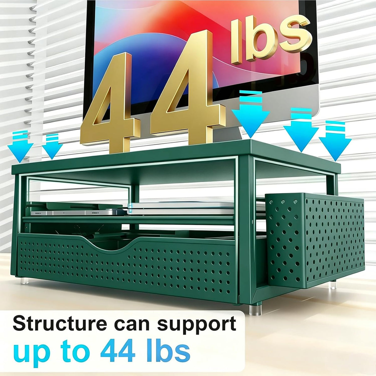 Monitor Stand with Drawer and 2 Pen Holders
