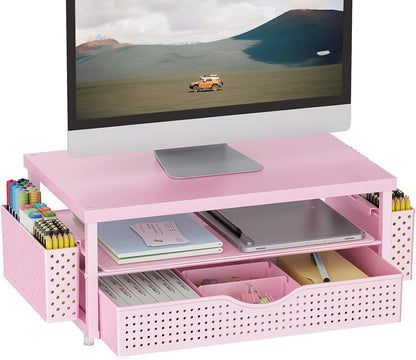 Monitor Stand with Drawer and 2 Pen Holders
