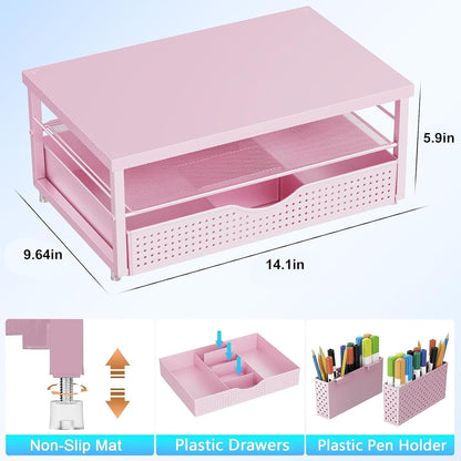 Monitor Stand with Drawer and 2 Pen Holders