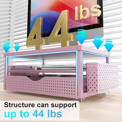 Monitor Stand with Drawer and 2 Pen Holders