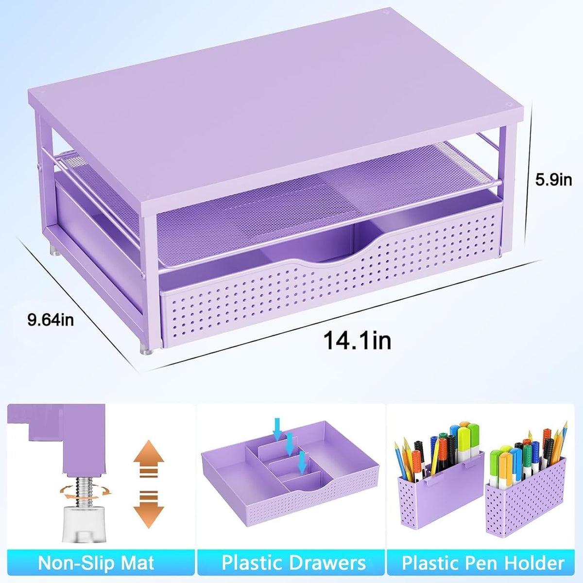 Monitor Stand with Drawer and 2 Pen Holders