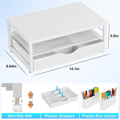Monitor Stand with Drawer and 2 Pen Holders