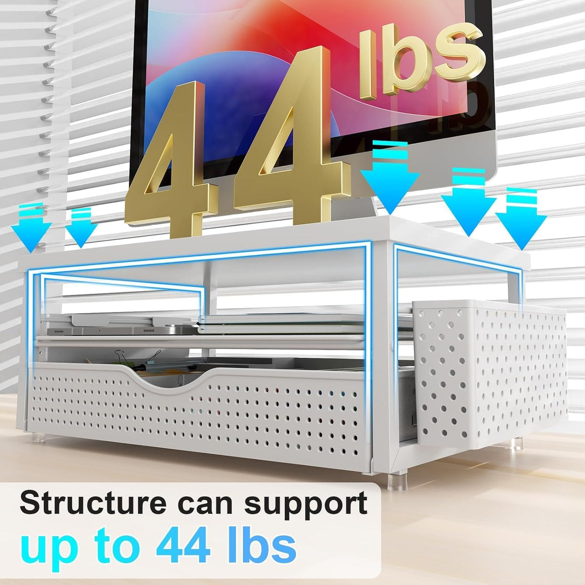 Monitor Stand with Drawer and 2 Pen Holders