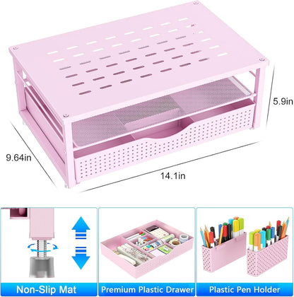 Monitor Stand with Drawer and 2 Pen Holders