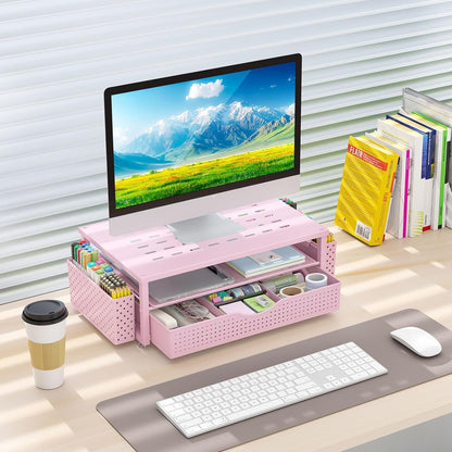 Monitor Stand with Drawer and 2 Pen Holders