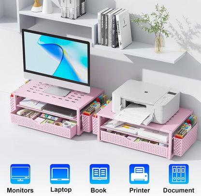 Monitor Stand with Drawer and 2 Pen Holders