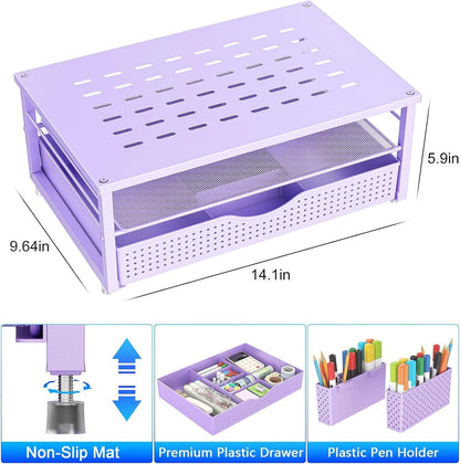Monitor Stand with Drawer and 2 Pen Holders