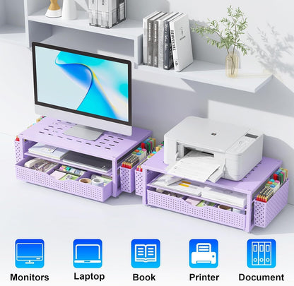 Monitor Stand with Drawer and 2 Pen Holders