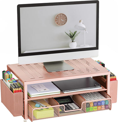 Monitor Stand with Drawer and 2 Pen Holders