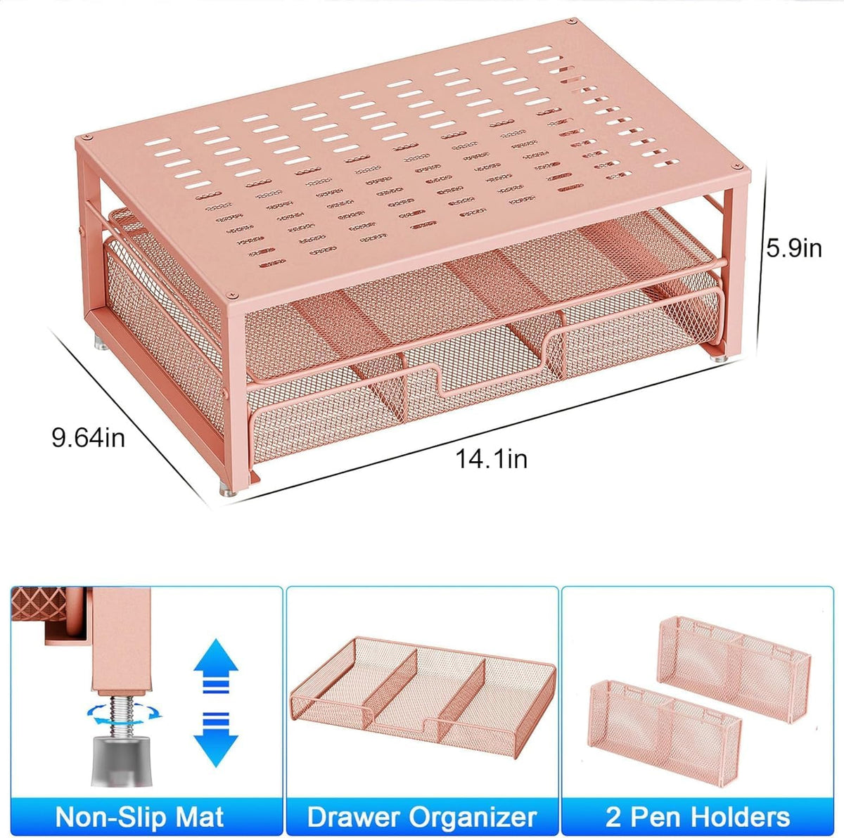 Monitor Stand with Drawer and 2 Pen Holders
