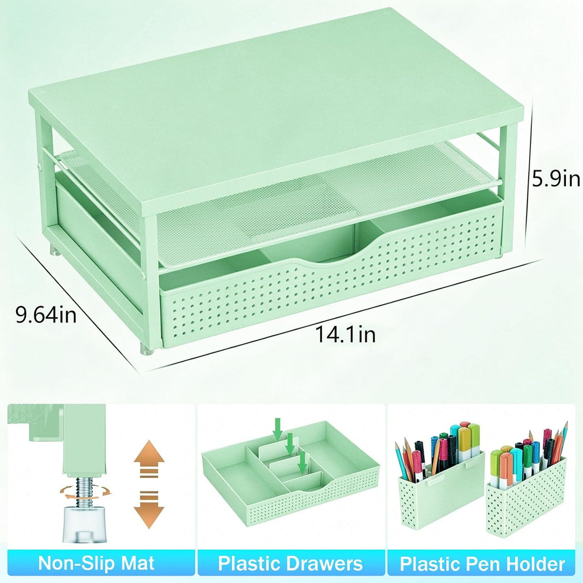 Monitor Stand with Drawer and 2 Pen Holders