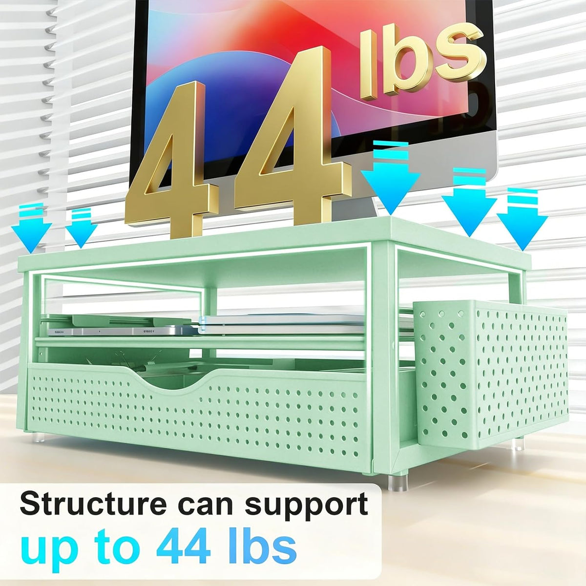 Monitor Stand with Drawer and 2 Pen Holders