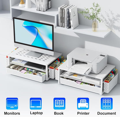 Monitor Stand with Drawer and 2 Pen Holders