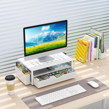 Monitor Stand with Drawer and 2 Pen Holders