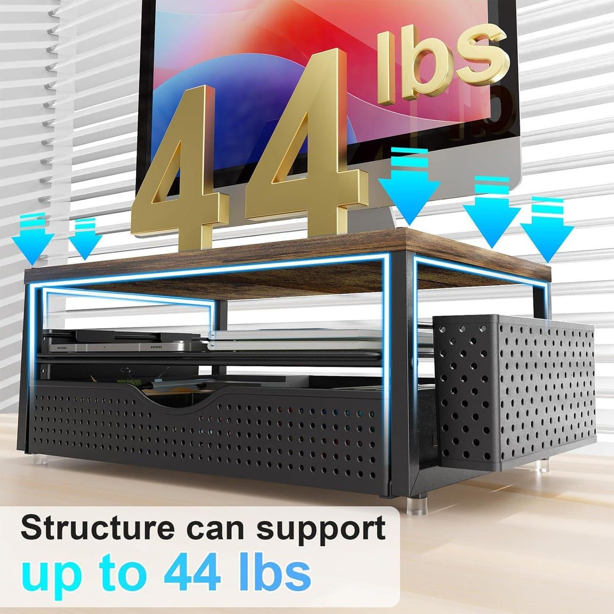 Monitor Stand with Drawer and 2 Pen Holders