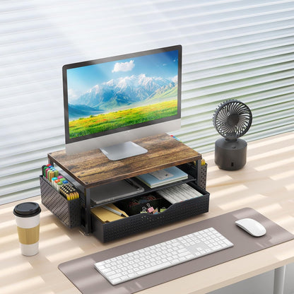 Monitor Stand with Drawer and 2 Pen Holders