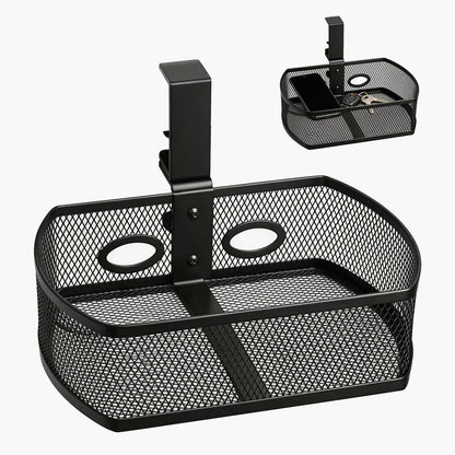 Clamp On Desk Organizer, Hanging Desk Shelf with Clamp, Metal Mesh Desk Drawer Attachment for Office Supplies, Phone, Pens, Glasses, No Drill Under Desk Storage