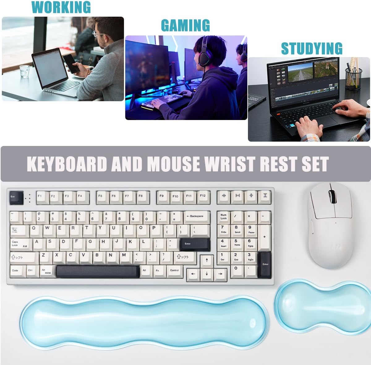 Gel Keyboard and Mouse Wrist Rest, Cloud Wrist Pad for Computer Keyboard