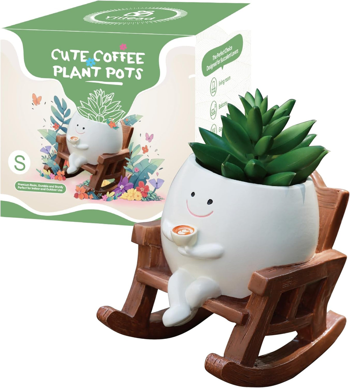 Smiley Face Planter Pot, Cute Coffee Plant Pots for Indoor Outdoor