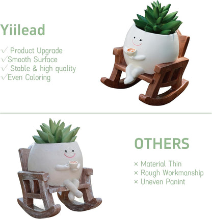 Smiley Face Planter Pot, Cute Coffee Plant Pots for Indoor Outdoor