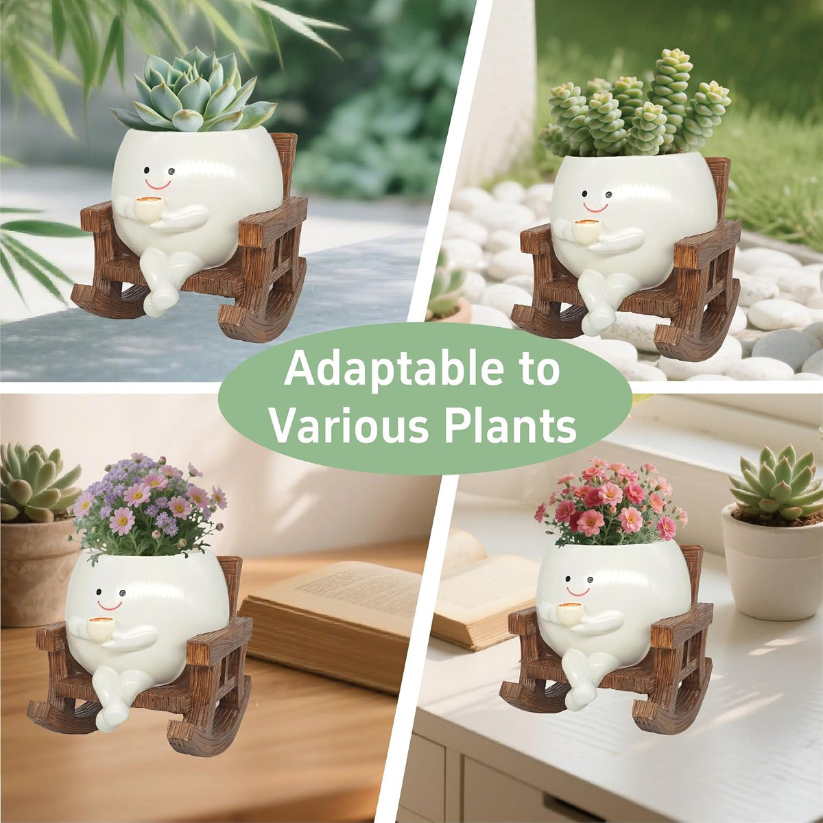 Smiley Face Planter Pot, Cute Coffee Plant Pots for Indoor Outdoor