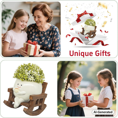 Smiley Face Planter Pot, Cute Coffee Plant Pots for Indoor Outdoor