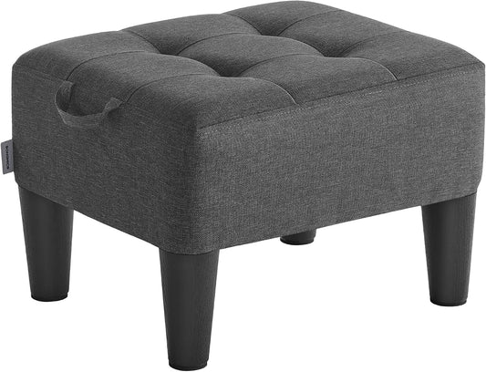 SONGMICS Foot Stool, Small Linen-Look Fabric Ottoman with Thick Cushion