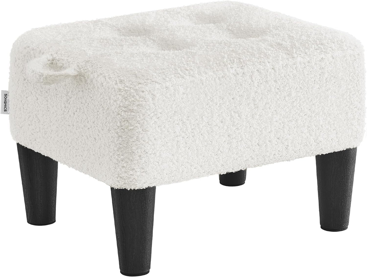 SONGMICS Foot Stool, Small Linen-Look Fabric Ottoman with Thick Cushion