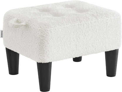 SONGMICS Foot Stool, Small Linen-Look Fabric Ottoman with Thick Cushion