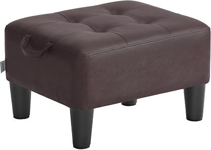 SONGMICS Foot Stool, Small Linen-Look Fabric Ottoman with Thick Cushion