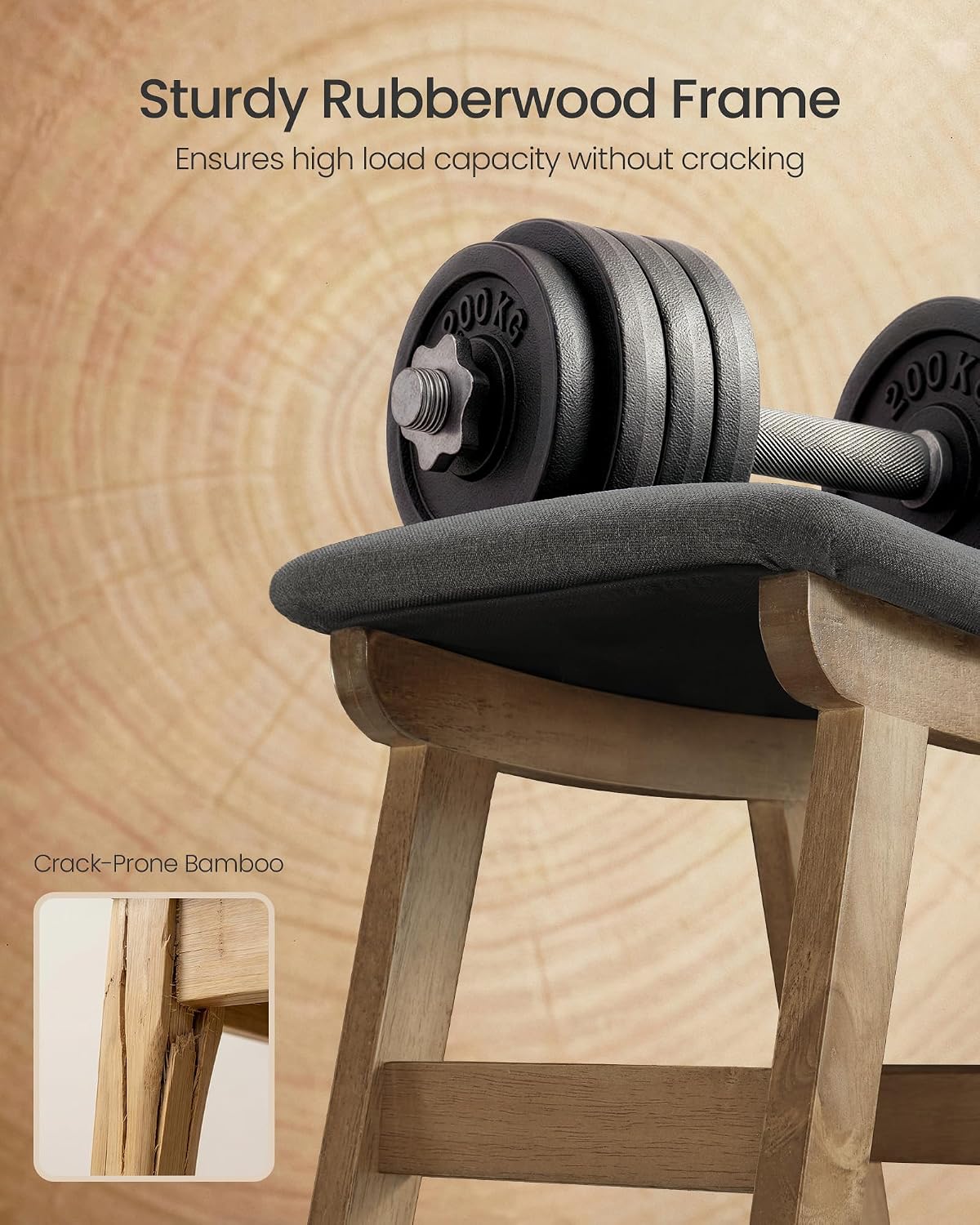 SONGMICS Foot Stool, Small Linen-Look Fabric Ottoman with Thick Cushion