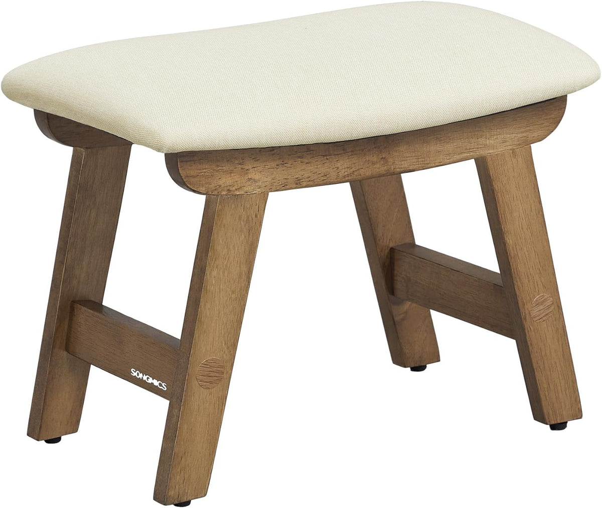 SONGMICS Foot Stool, Small Linen-Look Fabric Ottoman with Thick Cushion