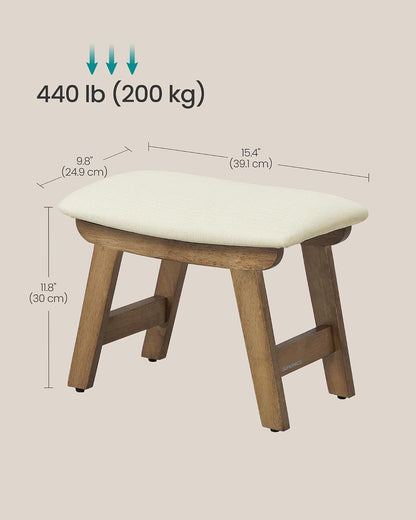 SONGMICS Foot Stool, Small Linen-Look Fabric Ottoman with Thick Cushion