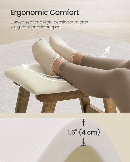 SONGMICS Foot Stool, Small Linen-Look Fabric Ottoman with Thick Cushion
