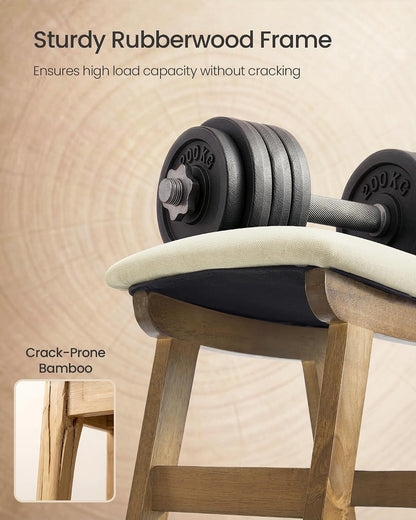 SONGMICS Foot Stool, Small Linen-Look Fabric Ottoman with Thick Cushion